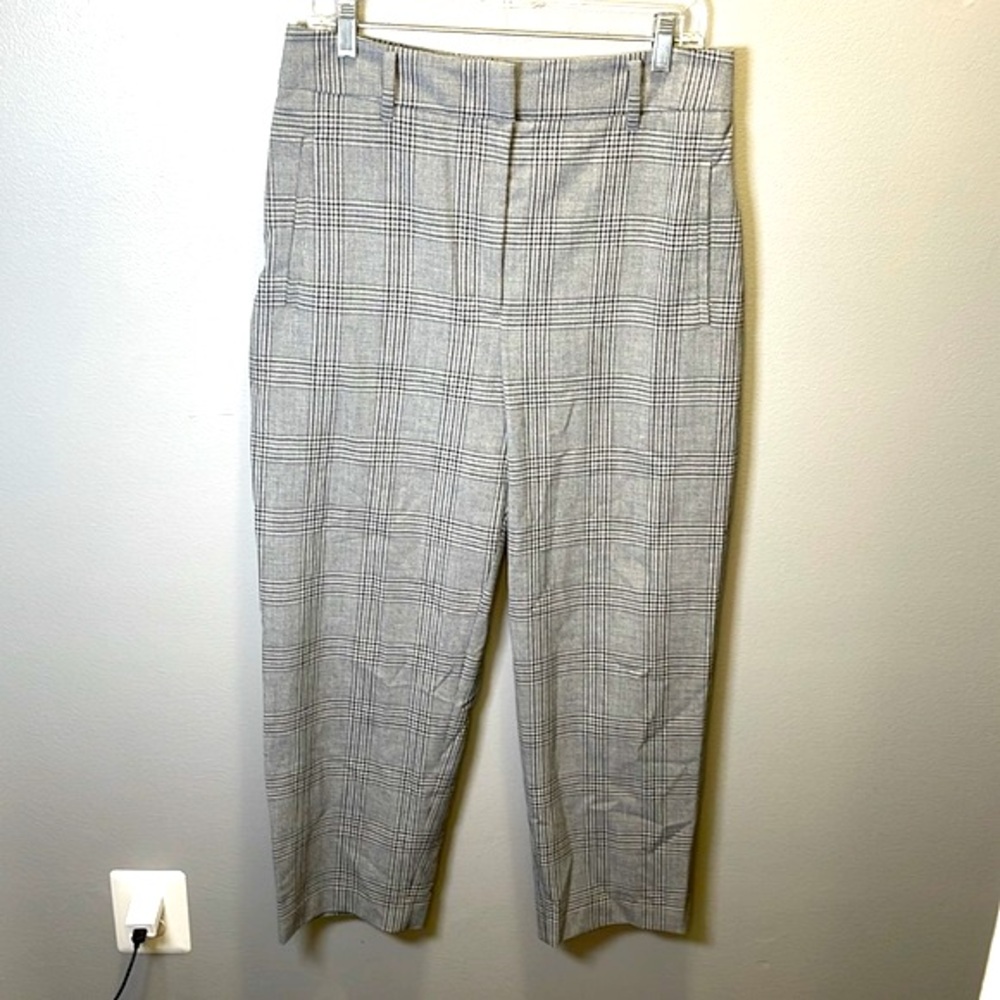 Wilfred Aritzia Women's Light Gray Plaid Trouser Pants Size 12